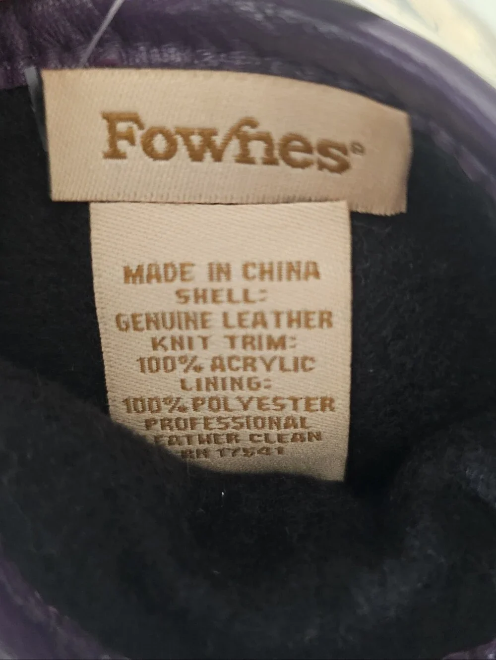 NWT FOWNES Womens Leather & Knit Gloves In Blackberry S/M